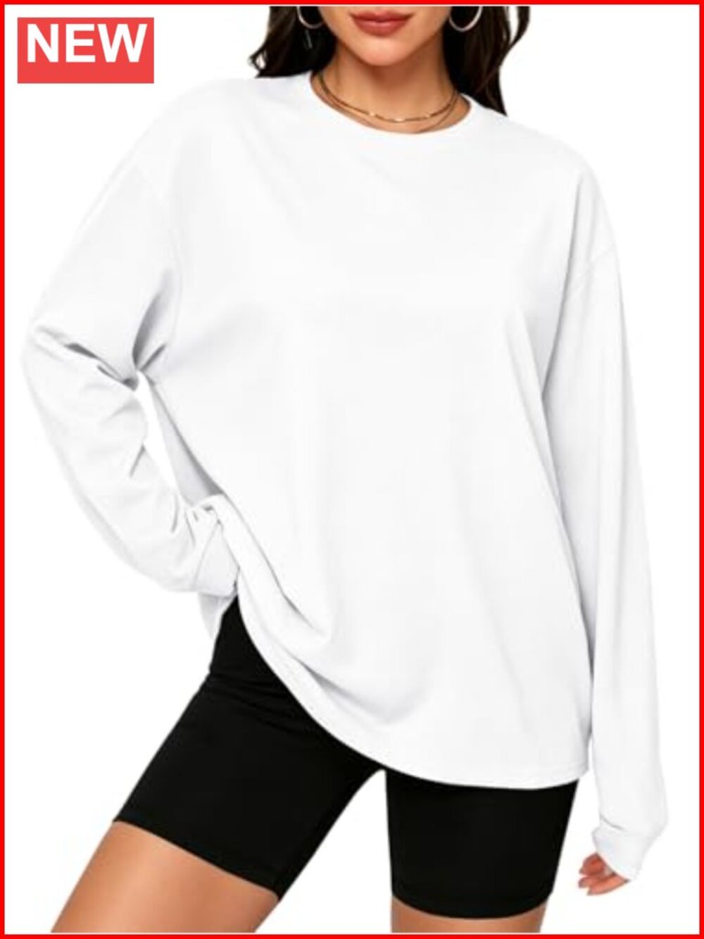 Oversized Graphic Crewneck Long Sleeve Tee for Women Casual Loose Fit Soft